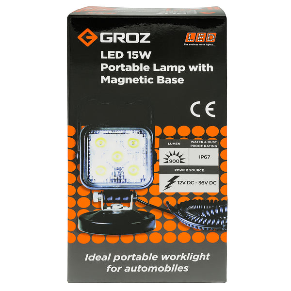 LED 15W Work Light with Magnetic Base and Cigarette Plug