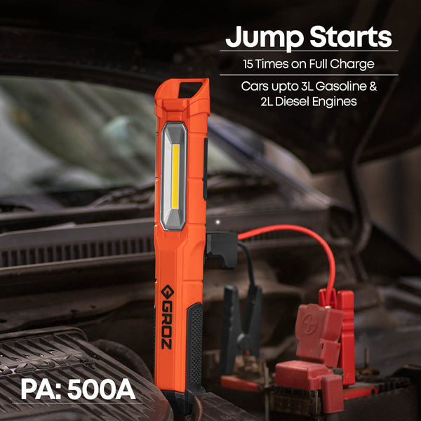 Work Light with Jump Starter, 700 Lumens – GROZ USA