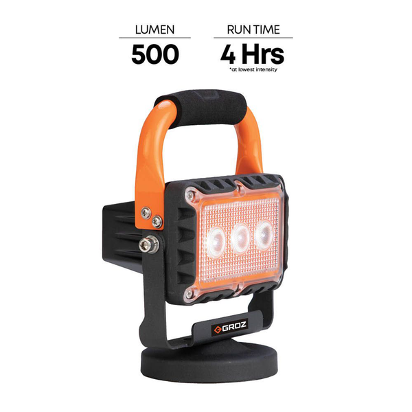 LED 9W Rechargeable work light with magnetic base work site lamp GROZ USA
