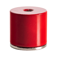 Pot Magnet with 1/4" Tapped Hole, in 6, 10, 13.2, or 28.6 Pound Magnetic Pulls