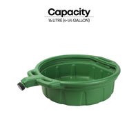Antifreeze Drain Pan, 4.25 Gallon (16 Liter) Capacity, with Spout Cap, Green Color