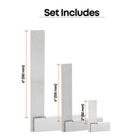 Steel Precision Squares 3 Piece Set, 16 Micron Squareness, 2”, 4” & 6” Blade Lengths