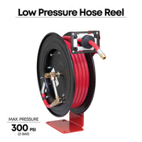 Single Arm Air and Water Hose Reel, Low Pressure - 3/8" or 1/2" NPT Hose