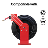 Single Arm Air and Water Hose Reel, Low Pressure - 3/8" or 1/2" NPT Hose