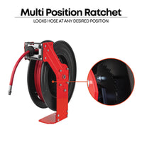 Single Arm Air and Water Hose Reel, Low Pressure - 3/8" or 1/2" NPT Hose