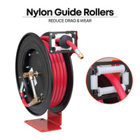 Single Arm Air and Water Hose Reel, Low Pressure - 3/8" or 1/2" NPT Hose