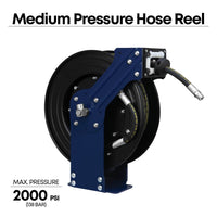 Dual Arm Oil Hose Reel, Medium Pressure - 32 or 49 Feet Long Hose