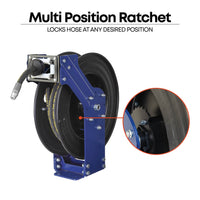 Dual Arm Oil Hose Reel, Medium Pressure - 32 or 49 Feet Long Hose