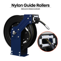 Dual Arm Oil Hose Reel, Medium Pressure - 32 or 49 Feet Long Hose