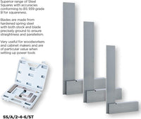 Steel Precision Squares 3 Piece Set, 16 Micron Squareness, 2”, 4” & 6” Blade Lengths