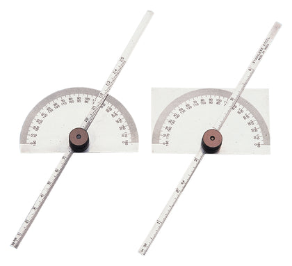 Rectangular Head Depth Gauge with Protractor, 6 inch Steel Ruler