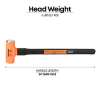 24" Indestructible Handle Sledge Hammer, 6 lb.