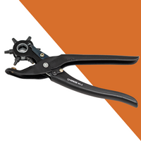 Revolving leather, canvas, plastic and cardboard punch pliers