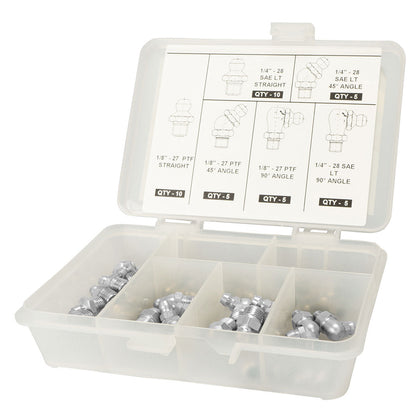 40 Piece Stainless Steel Grease Fitting Set, 1/8