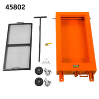 Low Profile Oil Drain with Anti Splash Screen, with Gravity Drain or Manual Rotary Pump