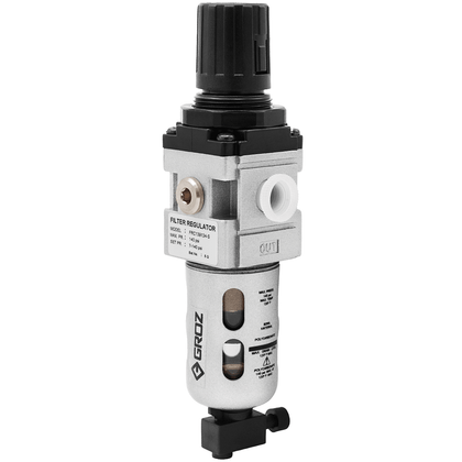 Groz ¼ inch NPT Miniature Air Filter, Regulator Combination with Polycarbonate Bowl