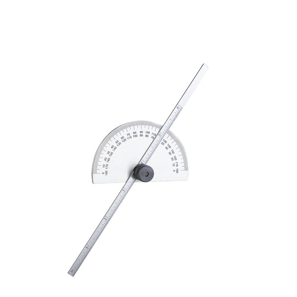 Rectangular Head Depth Gauge with Protractor, 6 inch Steel Ruler