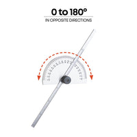 Rectangular Head Depth Gauge with Protractor, 6 inch Steel Ruler