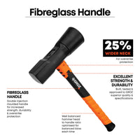 16" Tire Hammer with Fiberglass Handle, 5.5 lb Dual Rubber and Steel Head