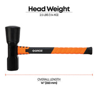 16" Tire Hammer with Fiberglass Handle, 5.5 lb Dual Rubber and Steel Head
