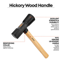 16" Tire Hammer with Hickory Wood Handle, 5.5 lb Dual Rubber and Steel Head