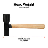 16" Tire Hammer with Hickory Wood Handle, 5.5 lb Dual Rubber and Steel Head