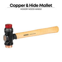 1" Diameter Face Copper and Hide Mallet, 11" Hickory Wood Handle