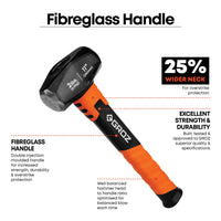 11" Drilling Hammer with Fiberglass Handle, 2 lb.