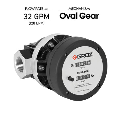 Heavy Duty In-Line Mechanical Fuel Meter, Oval Gear, 32 GPM