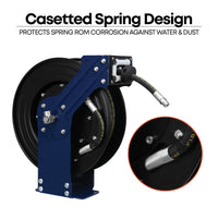Dual Arm Oil Hose Reel, Medium Pressure - 32 or 49 Feet Long Hose