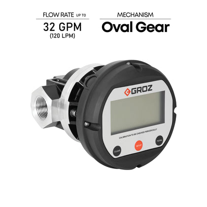Heavy Duty In-Line Digital Fuel Meter, Oval Gear, 32 GPM