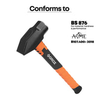 14" Blacksmith Hammer with Fiberglass Handle, 2.5 lb.