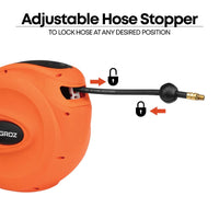 Air and Water Hose Reel, 50ft Hose, 3/8" ID, 217 PSI — Plastic Casing