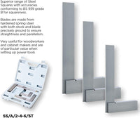 Steel Square Set GROZ 3-Piece Machinist Steel Square Set 16 Micron Squareness| 2”, 4” &  6” Blade Lengths With Plastic Carrying Case
