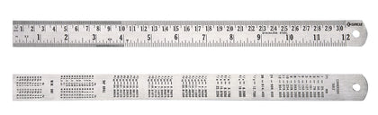 Stainless Steel Ruler, Imperial & Metric Graduations - 6