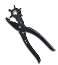 Revolving leather, canvas, plastic and cardboard punch pliers