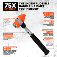 16" Indestructible Handle Cross Pein Hammer, 2.5 lb.