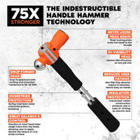 14" Indestructible Handle Ball Pein Hammer, 48 oz.