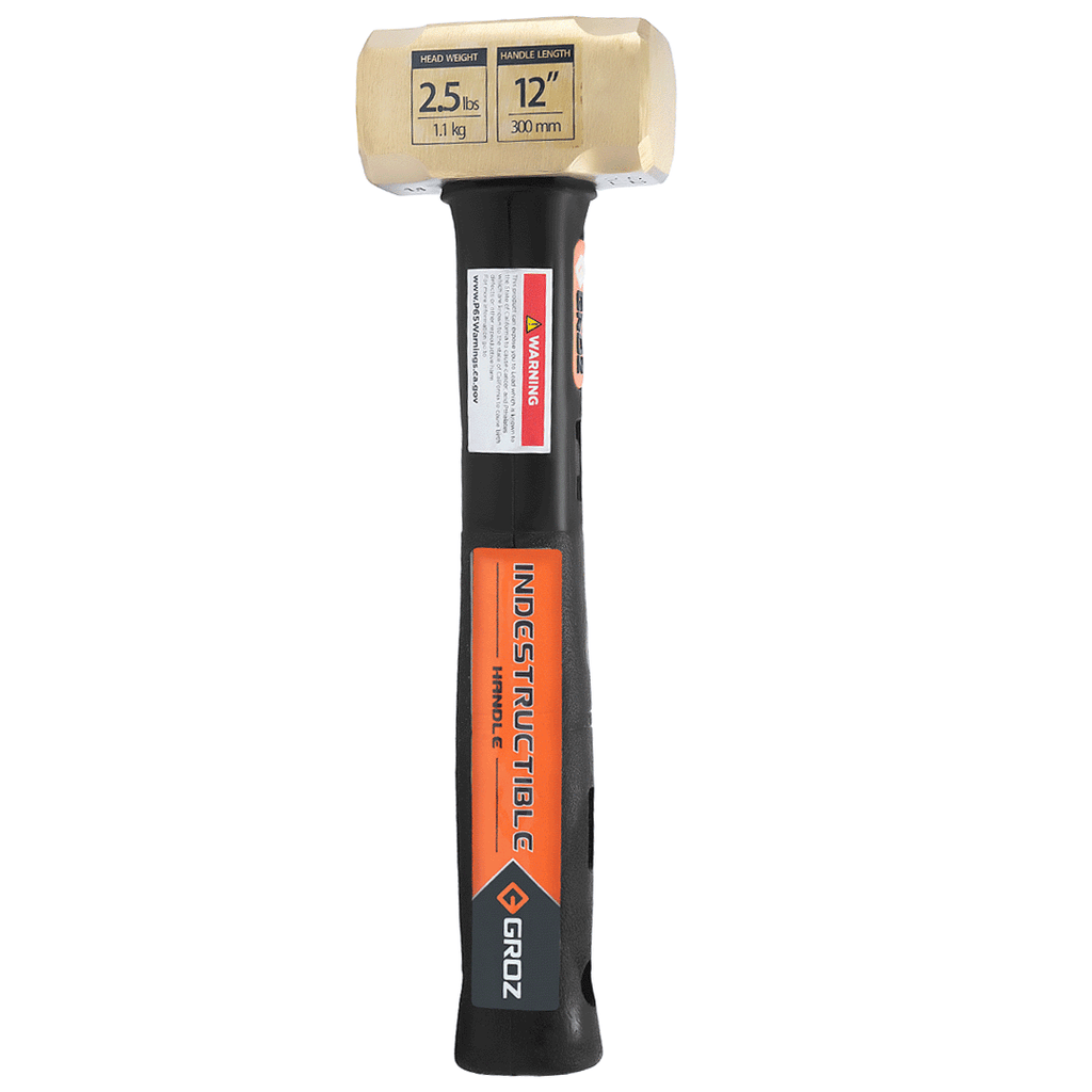 12" Indestructible Brass Striking Hammer, 2.5 lb.