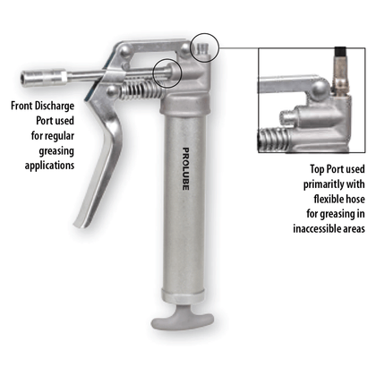 Deluxe Mini Pistol Grip Grease Gun, Zinc Plated Steel Barrel