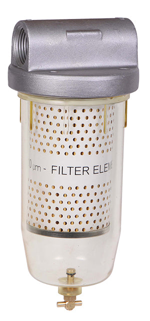 Fuel Filter with 10 micron filter element to remove water, 1