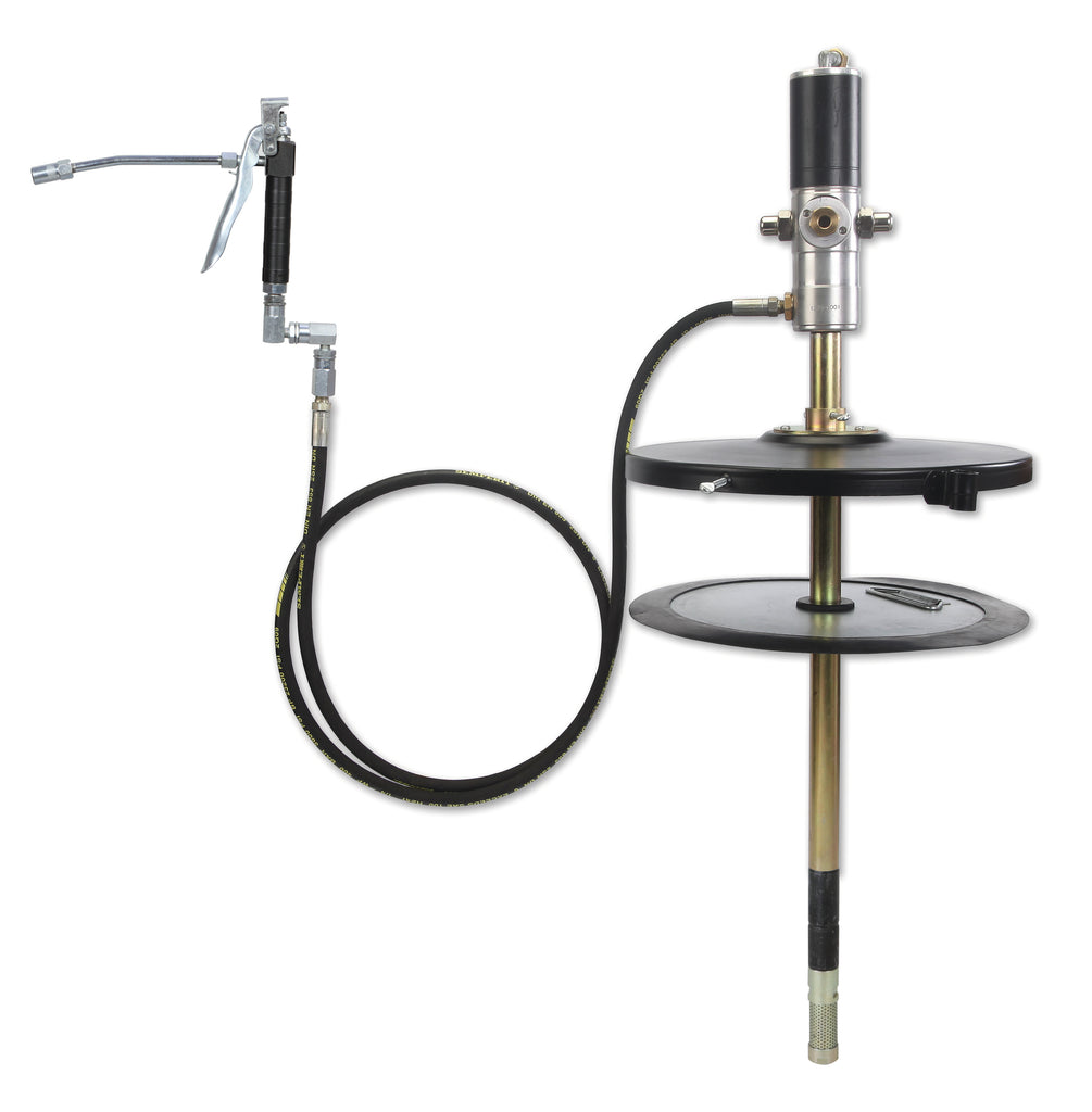 Air Operated 50:1 Ratio Grease Pump, 16 gallon pail capacity, with drum cover