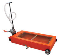 Low Profile Oil Drain with Anti Splash Screen, with Gravity Drain or Manual Rotary Pump