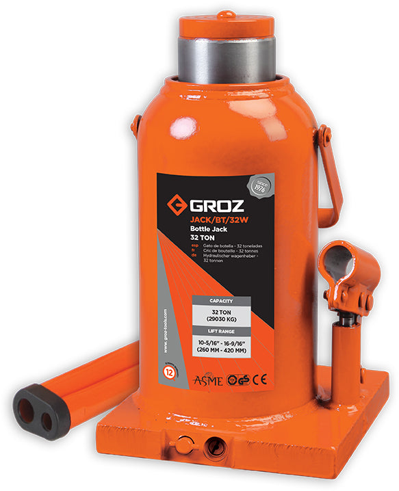 Welding Type Bottle Jack with Load, 4, 12, 20, 32, or 50 Ton Capacities