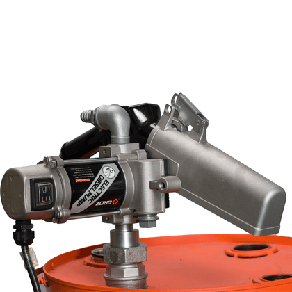 12V DC Electric Diesel Pump with Automatic Nozzle, Drum Mount Style