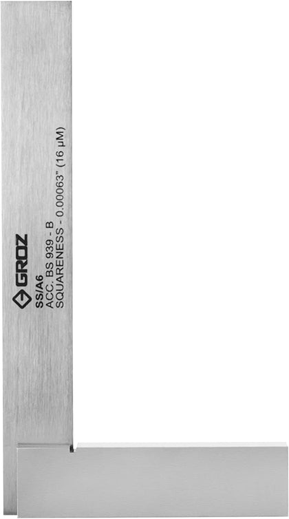 Steel Precision Square, 2, 3, 4, and 6 inch, 16 Micron Squareness