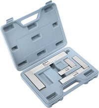 Steel Square Set GROZ 3-Piece Machinist Steel Square Set 16 Micron Squareness| 2”, 4” &  6” Blade Lengths With Plastic Carrying Case