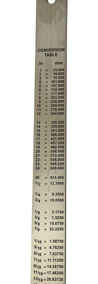 12 SS MACHINIST'S RULE, stainless steel in imperial and metric