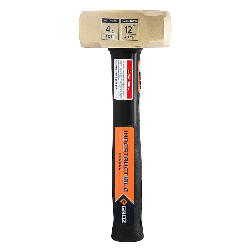 12" Indestructible Handle Brass Head Sledge Hammer, 4 lb.