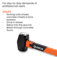 2lbs Drilling Hammer with Fiberglass Handle, 11"